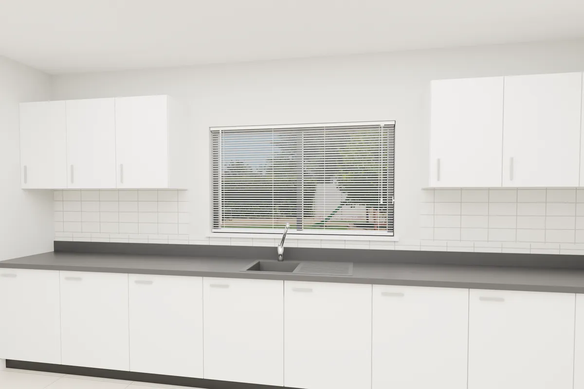 Aluminium venetian. Kitchen window.